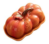 Liummrcy Piatto di Burro di Halloween Piatto di Burro di Zucca con Coperchio e Maniglia Piatti Autunnali a Forma di Zucca per l'arredamento della Cucina Domestica di Halloween