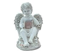 Liummrcy, Statua di Angelo Fata con Luce Solare, Figurine Angeli in Resina da Giardino Decorazione di Angelo per cimitero di Prato Regali commemorativi14.5x15.5x20cm (6x6x8inch)
