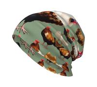 LiuMng Berretto lavorato a maglia unisex per adulti, berretto invernale caldo, cappello morbido con teschio stampato gallo e pollo, nero, taglia unica