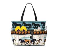 LiuMng Borsa da spiaggia di grande capacità - borsa da viaggio impermeabile con motivo a strisce di cavallo multitasche per vacanze palestra donne