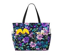LiuMng Borsa da spiaggia di grande capacità - borsa da viaggio impermeabile con stampa camelia viola multitasche per le donne in palestra per le vacanze
