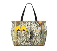 LiuMng Borsa da spiaggia di grande capacità, con stampa, impermeabile, con labirinto, mappa del tesoro, multitasche, per vacanze, palestra, donne