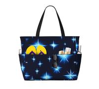 LiuMng Borsa da spiaggia di grande capacità - stampa borsa da viaggio impermeabile Cartoon stella blu multi-tasca tote per le donne in palestra vacanza