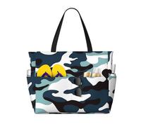 LiuMng Borsa da spiaggia di grande capacità, stampa impermeabile, borsa da viaggio mimetica marina multitasche per le donne in palestra in vacanza