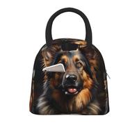 LiuMng Borsa termica termica per il pranzo, per donne e uomini, con stampa di pastori tedeschi, con tasca frontale, per lavoro, picnic