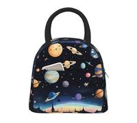 LiuMng Borsa termica termica per il pranzo, per donne e uomini, con stampa di Saturno Giove Terra, con tasca frontale, per lavoro, picnic
