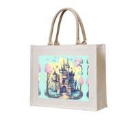 LiuMng Borsa tote in tela da donna/borsa a tracolla personalizzata/borsa della spesa con stampa castello delle fiabe, per amici, sorelle, regali