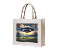 LiuMng Borsa tote in tela da donna/borsa a tracolla personalizzata/borsa della spesa con stampa di atterraggio UFO, per amici, sorelle, regali