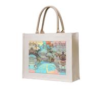 LiuMng Borsa tote in tela da donna/borsa a tracolla personalizzata/cartina del mondo dei cartoni animati stampa borsa della spesa, per amici sorelle regali