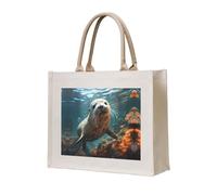 LiuMng Borsa tote in tela da donna/borsa a tracolla personalizzata/cucciolo di sigillo in acqua stampa borsa della spesa, per amici sorelle regali