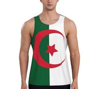 LiuMng Canotta da allenamento da uomo con stampa bandiera dell'Algeria, maglietta da palestra ad asciugatura rapida, maglietta senza maniche per allenamento bodybuilding, nero, 4XL