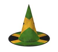LiuMng Cappelli da strega di Halloween da donna, 1 cappello da strega con stampa vecchia bandiera giamaicana, per feste e feste