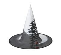 LiuMng Cappelli da strega di Halloween da donna, 2 pezzi, con stampa di albero di pino luna, per feste e feste
