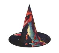 LiuMng Cappelli da strega di Halloween da donna, 3 pezzi con stampa di dinosauro dalla bocca grande, per feste e feste