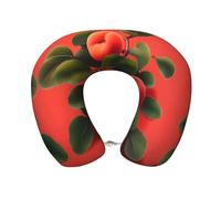LiuMng Cuscino da viaggio in memory foam, regolabile, a forma di U, supporto per il collo per aerei, auto, cuscino per riposo, colore: rosso albicocca
