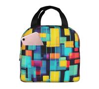 LiuMng Diagramma geometrico quadrato Borsa per il pranzo carina grande capacità isolata bento lunch box raffreddamento Totefor donne lavoro, viaggi, all'aperto