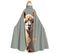 LiuMng Mantello con cappuccio per Halloween, con stampa di avatar di alpaca unisex, mantelle da mago, per feste e costumi cosplay