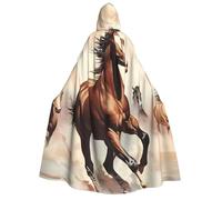 LiuMng Mantello con cappuccio per Halloween, unisex, con stampa di cavallo rampante, mantelle da mago, per feste e costumi cosplay