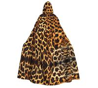 LiuMng Mantello con cappuccio unisex per adulti, motivo a righe su leopardi, mantelle da mago, per feste e costumi cosplay