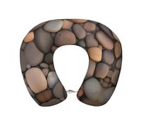LiuMng Pebbles in The Beach - Cuscino da viaggio in memory foam, regolabile, a forma di U, supporto per il collo per aerei, auto, cuscino per dormire