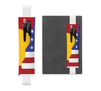 LiuMng Portapenne regolabile, segnalibro con fascia elastica bianca, con stampa bandiera della Spagna americana, in pelle, per diario e taccuino