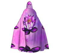 LiuMng Purple Lotus - Mantello con cappuccio unisex, mantello lungo per Halloween, cosplay e giochi di ruolo da stregone