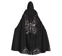 LiuMng Science Butterfly, mantello con cappuccio, unisex, mantello lungo per Halloween, cosplay, giochi di ruolo da stregone