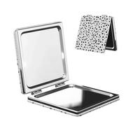 LiuMng Specchio cosmetico tascabile portatile a pois bianchi e neri Specchio cosmetico da viaggio con stampa quadrata specchio ingranditore compatto per ciglia