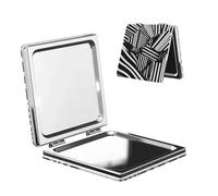 LiuMng Specchio cosmetico tascabile portatile con linee geometriche in bianco e nero specchio cosmetico da viaggio specchio cosmetico quadrato con stampa ingrandente specchio compatto per ciglia
