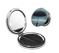 LiuMng Specchio cosmetico tascabile portatile con ombrello nero sotto la pioggia Specchio cosmetico da viaggio di forma rotonda Stampa Ingrandimento Specchio compatto per ciglia