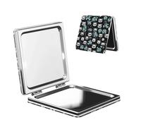 LiuMng Specchio cosmetico tascabile portatile in bianco e nero Panda face specchio cosmetico da viaggio con stampa quadrata specchio ingranditore compatto per ciglia