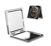 LiuMng Specchio tascabile portatile per il trucco, design magico, rune norrene, bussola, specchio cosmetico da viaggio, specchio cosmetico quadrato con stampa ingrandente, specchio compatto per ciglia