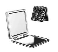 LiuMng Specchio tascabile portatile per il trucco in bianco e nero con punti ondulati da viaggio Specchio cosmetico quadrato con stampa ingrandente specchio compatto per ciglia