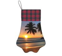 LiuMng Sunset Beach - Calze natalizie personalizzate con zampa di animale domestico, decorazione festiva da appendere per camino di famiglia, nero, taglia unica