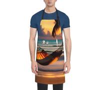 LiuMng Sunset Beach Hammockprint Grembiule impermeabile - Grembiule da cucina regolabile spesso e resistente, per uomini e donne, per lavare i piatti da chef, nero, taglia unica