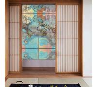LiuMng Tenda per porta in tessuto - Fengshui arazzo pannello cartone animato mappa del mondo drappo per privacy isolamento termico oscurante 86,4 x 142,2 cm