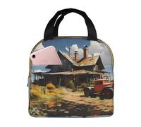 LiuMng Texas Farm Tractor Borsa per il pranzo carina grande capacità isolata bento lunch box raffreddamento Totefor donne lavoro, viaggi, all'aperto
