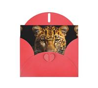 LiuMng The deep-eyed Leopard Print - Set di biglietti vuoti con buste rosse, bellissimi biglietti di auguri di compleanno, 10 x 15 cm, per tutte le occasioni