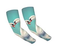 LiuMng The Swan in love - Manicotti rinfrescanti per braccia, protezione solare UV, compressione per corsa, ciclismo e attività all'aperto, nero, taglia unica