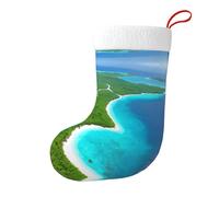 LiuMng Un'isola nell'oceano Calza di Natale Decorazione - Calzini personalizzati da appendere al caminetto per albero di Natale, scale