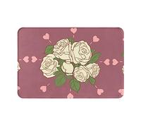 LiuMng Zerbino con rosa bianca dell'amore, per tutte le stagioni, assorbente, antiscivolo, per porta anteriore e posteriore, raschietto per scarpe, 40,6 x 61 cm