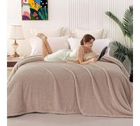 LIUNADM Coperta in Pile 200 x 230 cm Microfibra Calda e Morbida Coperta Plaid in Pile Invernale per La Mia Migliore Amica Natale, Cachi