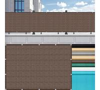 LIUNADM Frangivisto Balcone 110 x 340 cm Resistente al Vento, Protezione Privacy Telo Frangi-Vista Balcone con Occhielli Corde e Fascetta per Giardino Terrazza, Marrone