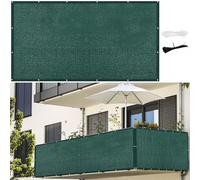 LIUNADM Frangivisto Balcone 40 x 180 cm Protezione Privacy Protezione UV Frangi-Vista Frangivento con Occhielli Fascetta Corda per Giardino Terrazza Esterno, Verde Scuro