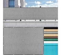 LIUNADM Frangivisto Balcone 55 x 115 cm Resistente al Vento, Protezione Privacy Telo Frangi-Vista Balcone con Occhielli Corde e Fascetta per Giardino Terrazza, Grigio Chiaro