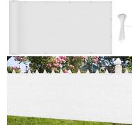LIUNADM Frangivisto Balcone 55 x 580 cm Anti-UV Antivento HDPE Breathable Frangi-Vista Frangivento con Occhielli Fascetta Corda per Giardino Terrazza Esterno, Bianco
