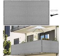 LIUNADM Frangivisto Balcone 85 x 220 cm Protezione Privacy Protezione UV Frangi-Vista Frangivento con Occhielli Fascetta Corda per Giardino Terrazza Esterno, Grigio Chiaro