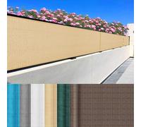 LIUNADM Telo Copri Ringhiera Balcone 105 x 660 cm Protezione Solare e Traspirabilità, Anti-UV Balcone per Ringhiera con Occhielli Corde e Fascetta per Recinzione Giardino, Giallo Sabbia