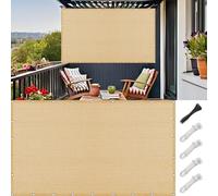 LIUNADM Telo Frangivento per Balconi 150 x 500 cm Traspirante Protezione UV Frangivento Telo Oscurante con Occhielli Corde e Fascetta per Giardino Terrazza, Giallo Sabbia