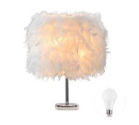 LIUNIAN 1 confezione lampada da comodino in piuma Paralume da comodino Lampada da tavolo moderna in piuma di moda con lampadina 3W per soggiorno, camera da letto, bar, decorazione domestica